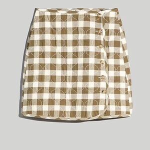 NWT Madewell Quilted Flannel Mini Skirt In Gingham Check Size 2.